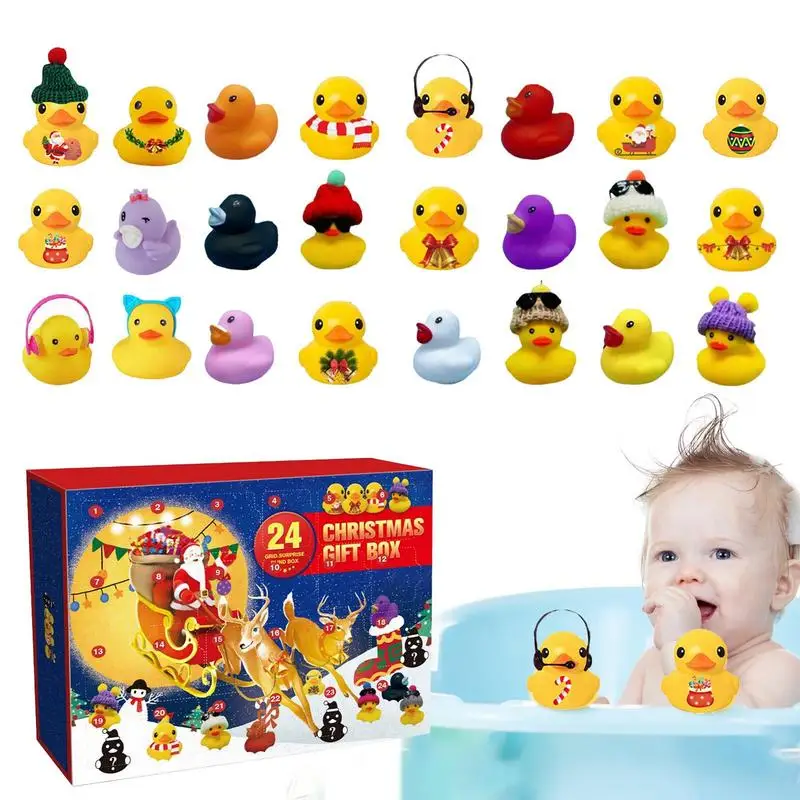 

Christmas Advent Calendar 24PCS Cute Rubber Duck Bath Toys 24 Days Countdown Calendar Rubber Ducks Toys Party Favor Gifts For Bo