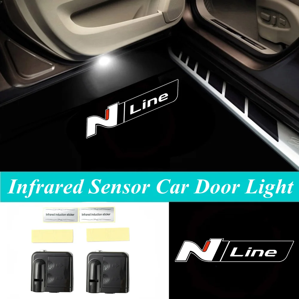 

2Pcs Wireless infrared Car Door LED N Line Welcome Laser Projector Shadow Light for Veloster Sonata Tucson N Elantra i20 i30