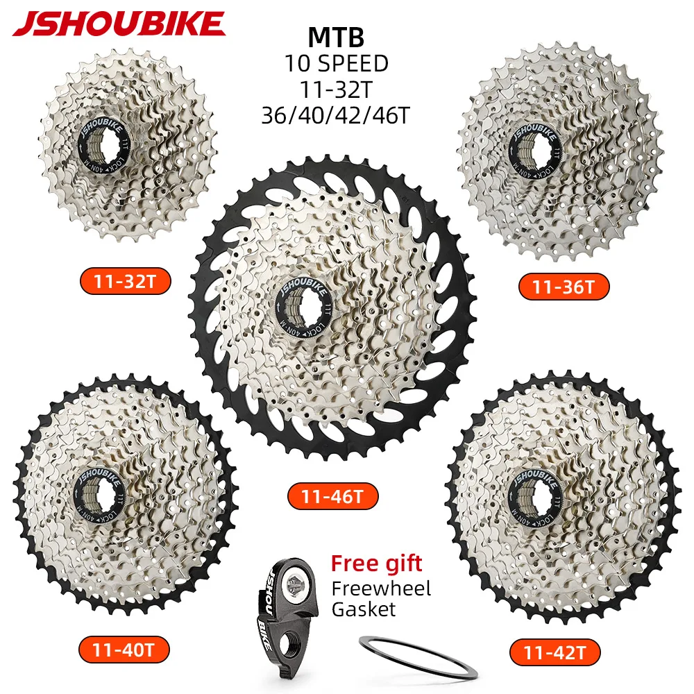 

JSHOUBIKE 11-32/36/40/42/46T 10 Speed Mountain Bike Cassette 10V Flywheel 10S Sprockets Compatible with SHIMANO M6000 M780 K7