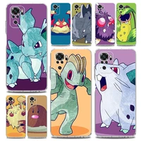 pokemon cartoon cute phone case for xiaomi redmi note 11 9s 9 8 10 pro 7 8t 9c 9a 8a k40 pro 11t 5g silicone clear cover coque