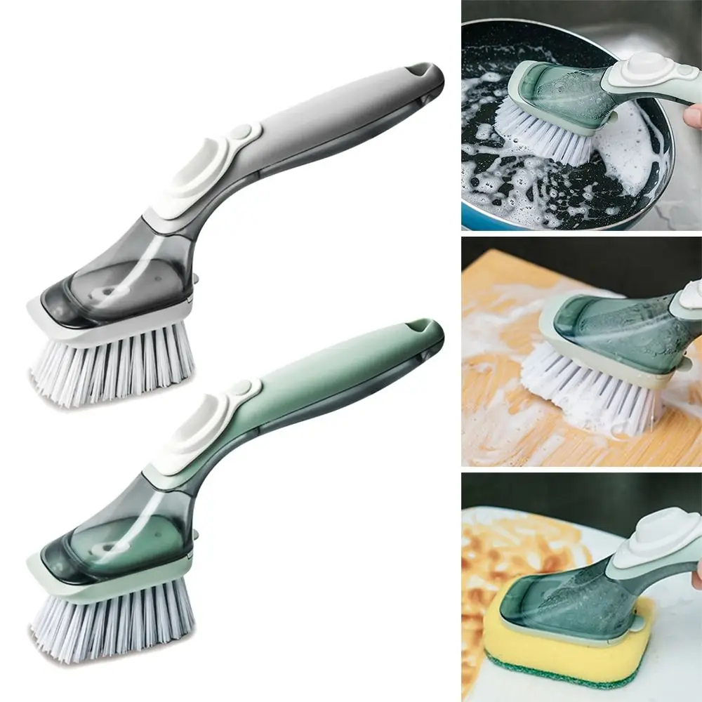 

Kitchen Pot Wash Brush Dish Cleaning Tools Long Handle Dishwashing Sponge Liquid Soap Dishwasher Gadgets Home Utensils Supplies