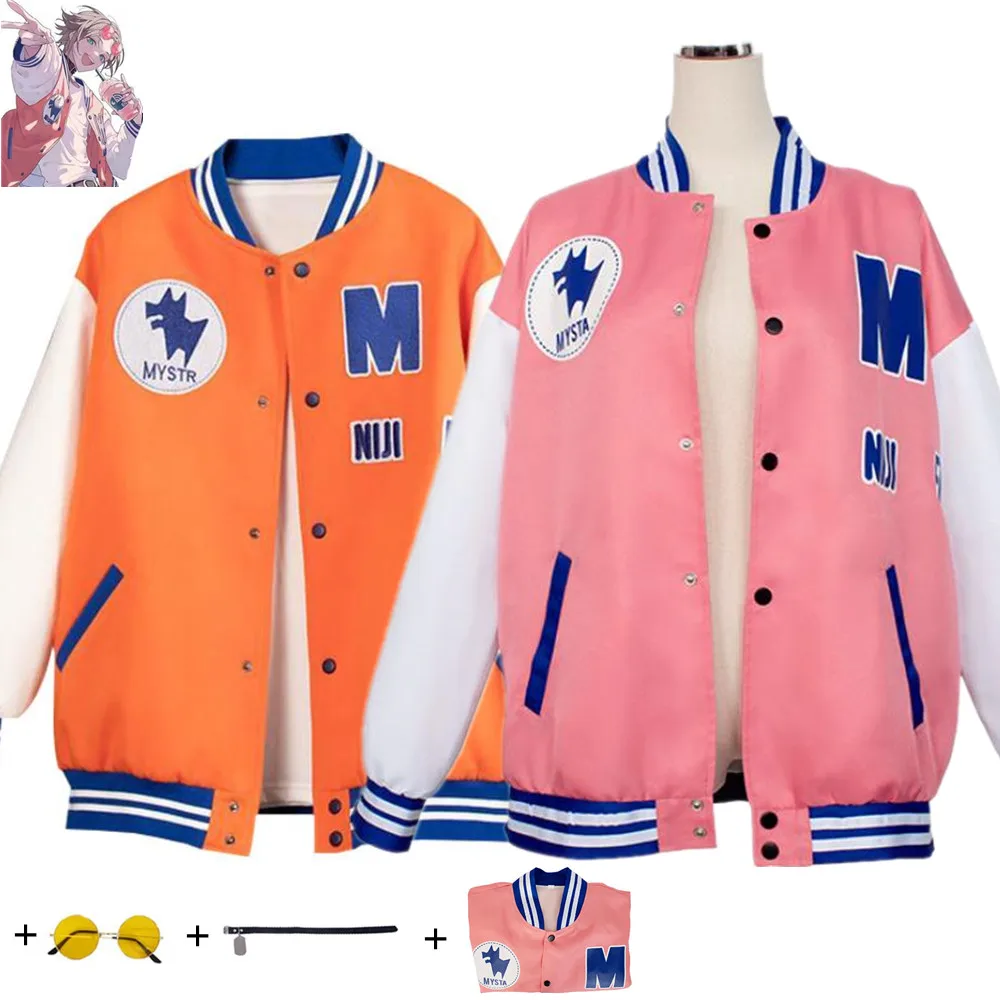 

YouTuber VTuber NIJISANJI Luxiem Mysta Rias Fox Bottom Cosplay Costume Anime Cherry Blossom Festival Pink Orange Baseball Jacket