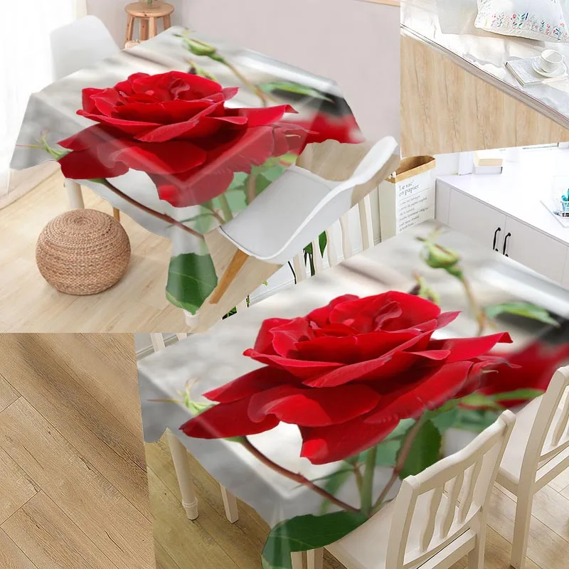 

Beautiful Floral Pattern Tablecloth Waterproof Rectangular Kitchen Coffee Table Birthday Party Dinner Home Party Home Decor