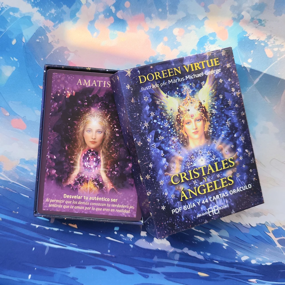 Cristales y Ángeles - Колода для карточек испанского оракула | Большой размер с
