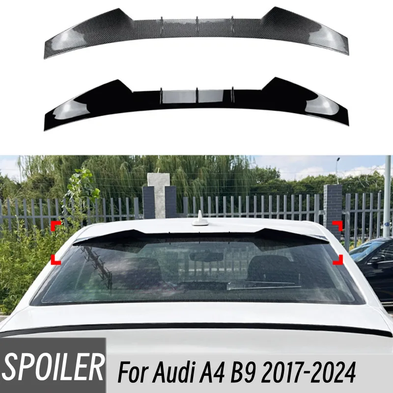 Фото Для Audi A4 B9 2017-2024 седан ABS пластик черный карбон спойлер на заднее лобовое стекло крылья аксессуары для тюнинга автомобиля №1