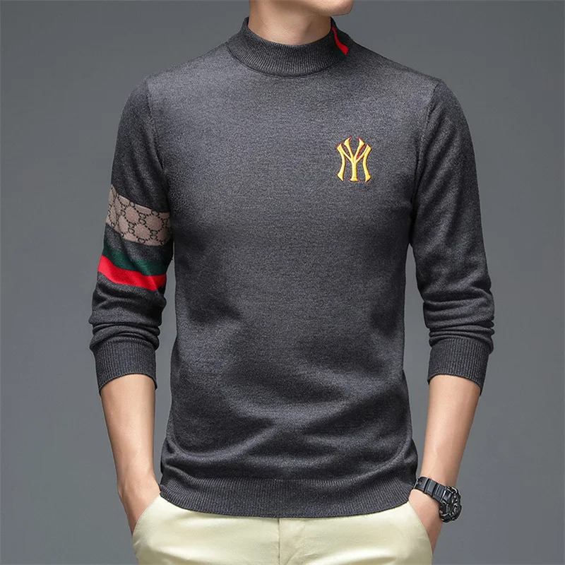 2023 Autumn Winter Men's Clothing Fashion Brand Luxury Sweater knitwear Leisure Business Pullover Long Sleeve Top Slim Leggings