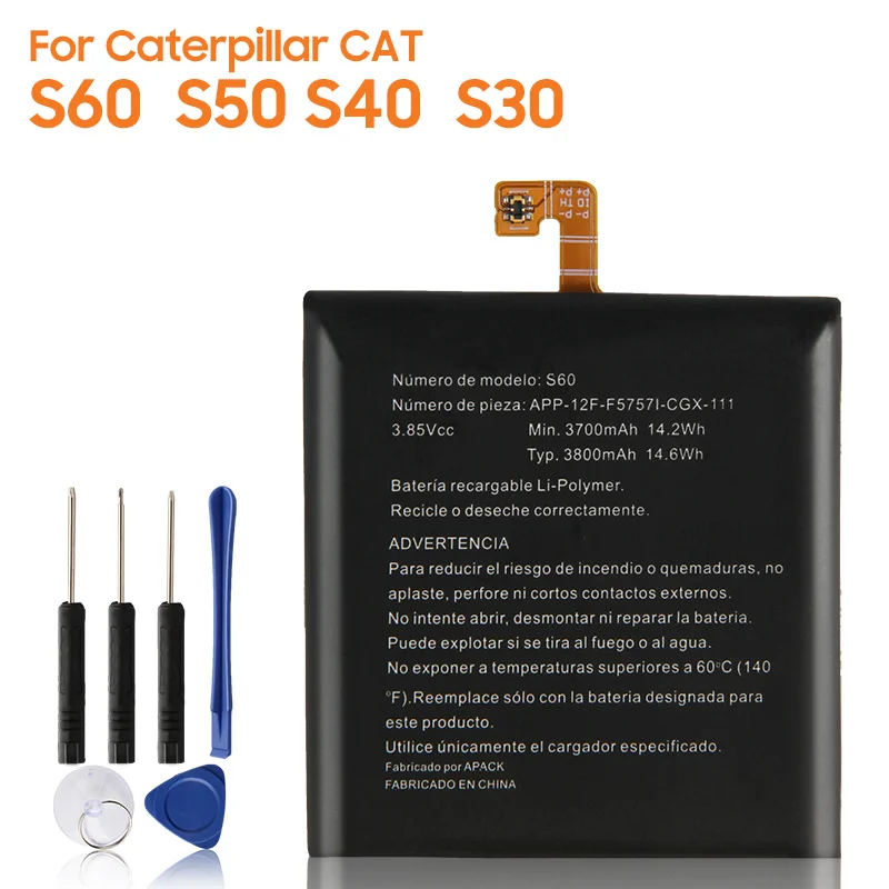 Replacement Battery For Caterpillar Cat S30 S60 S40 S41 S50 APP-12F-F57571-CGX-111 Rechargeable Battery 3800mAh
