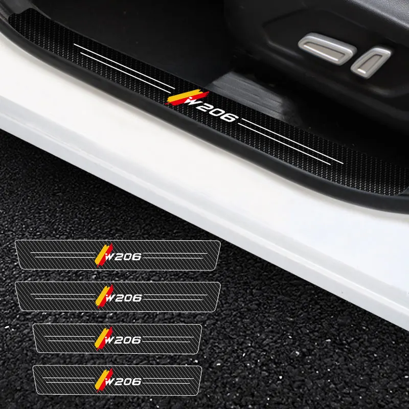 

4 Pieces Car Threshold For Mercedes Benz W206 Car Stickers Anti Scratch Door Sill Protector ​Protection Carbon Fiber Car Stylin