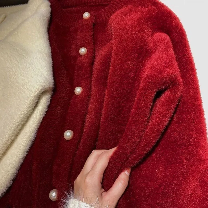 Женский Свитер Из Искусственного Норки В Корейском Стиле Мягкий Вязаный