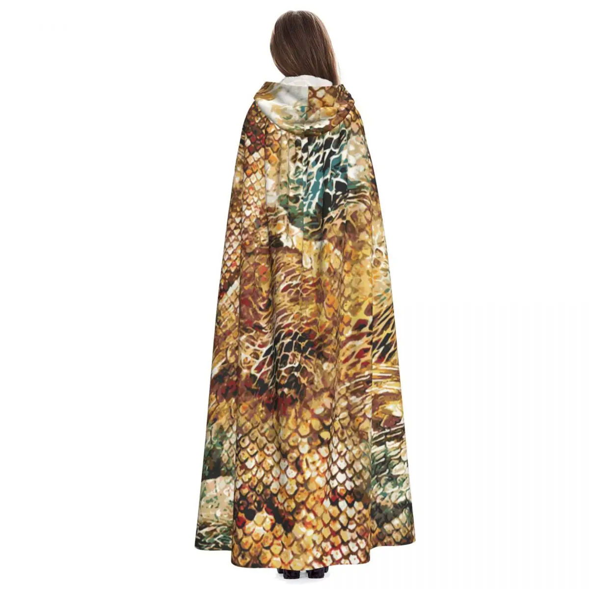 Накидка змеиная кожа для взрослых на Хэллоуин с капюшоном средневековый костюм