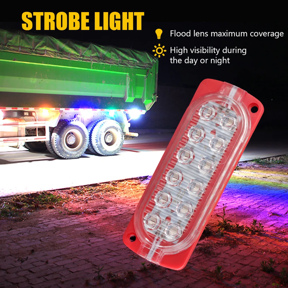 

Guadsun 4PCS Strobe light 12leds 24V Grille Flashing White ice blue green Yellow Car Beacon Lamp Truck LED Strobe Warning Light
