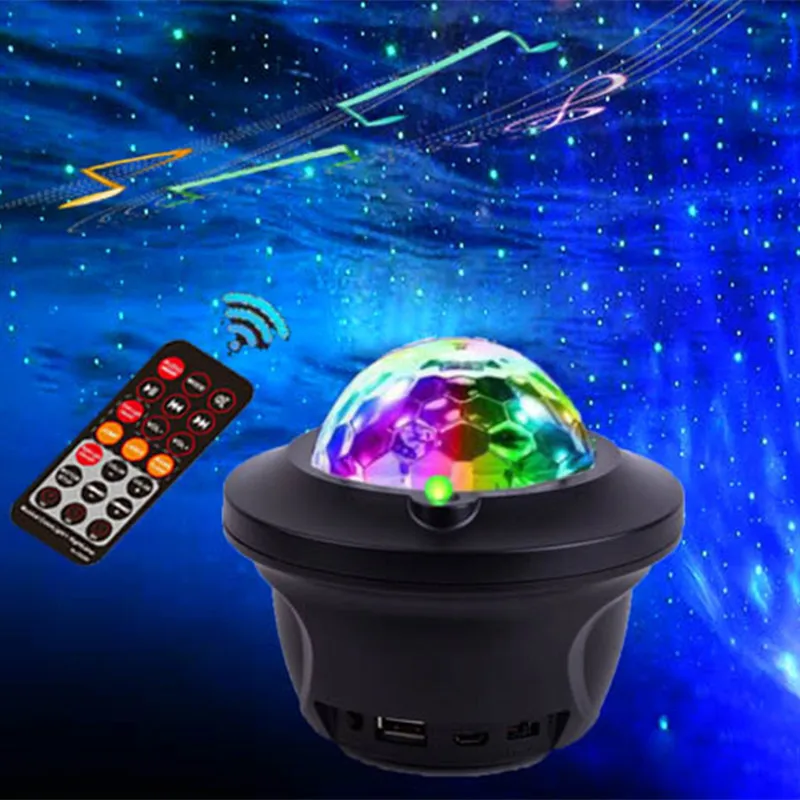 Starry sky water pattern projection laser light all over the sky star effect light flame Bluetooth music led night light