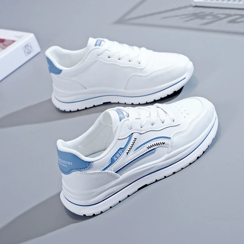 

Кроссовки для скейтборда женские, кожаные Нескользящие, на шнуровке, Повседневная Уличная обувь на толстой подошве