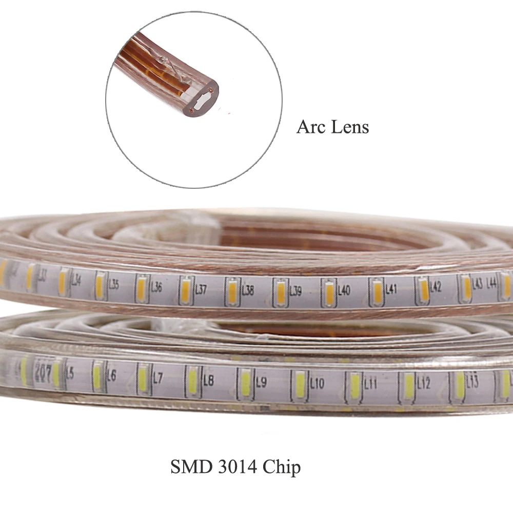 Водонепроницаемая лента для освещения 220 В гибкая Диодная 120 светодиодов/м 3014SMD 1-35