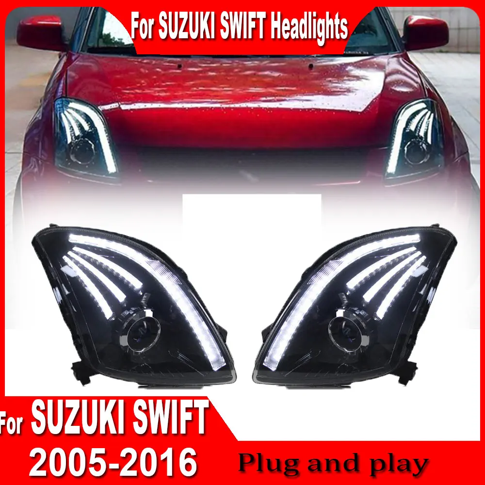 Фото Фары для Suzuki Swift 2005-2016, модифицированные передние светодиодные фары с ДХО и сигналами поворота, автоаксессуары №2
