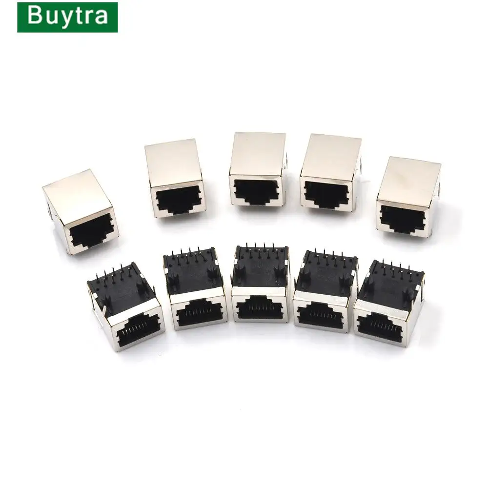 10 шт./компл. сеть Ethernet 8P 8C розетка разъемы 8Pin монтаж печатной платы RJ45 8P8C один