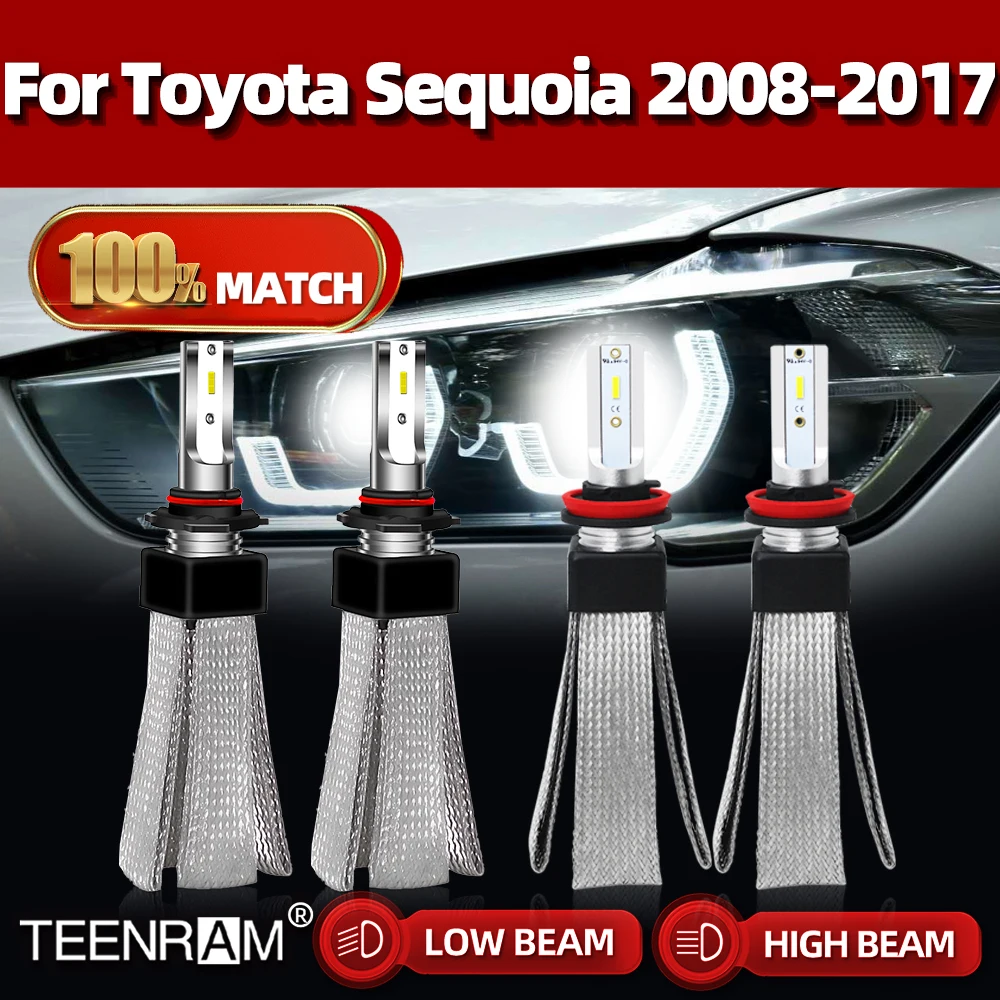 

240W Canbus LED Headlamps 40000LM H11 9005 HB3 Turbo Led Headlight 6000K For Toyota Sequoia 2008-2012 2013 2014 2015 2016 2017