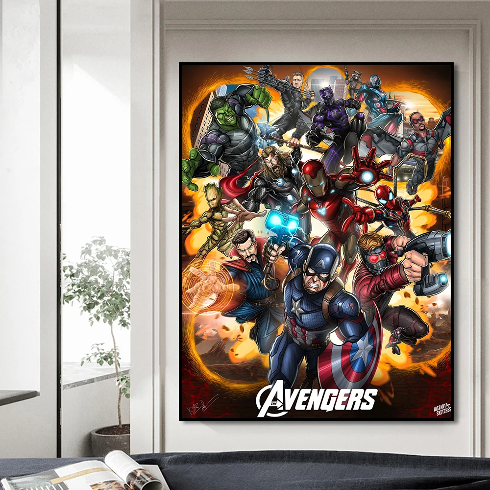 

Marvel The Avengers Superheros Prints Wall Art Posters Canvas Paintings Pictures For Living Room Home Decoration Fans Best Gift