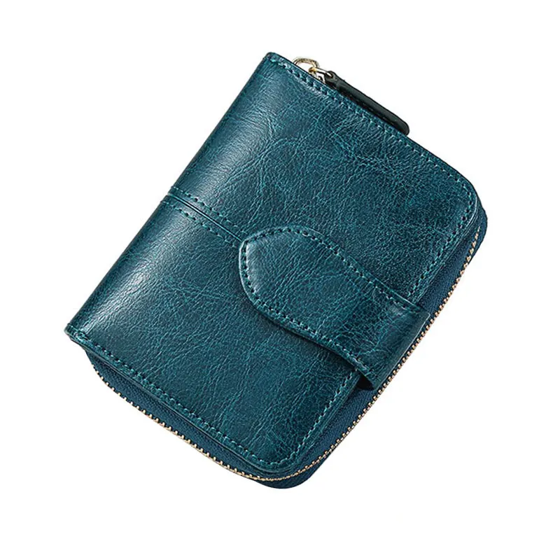 Billfold масляный воск кошельки из натуральной кожи женские короткие мини-клатчи