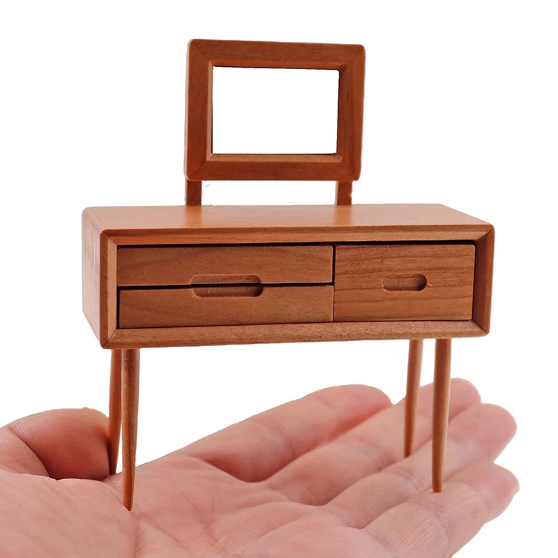 

1:12 Dollhouse Miniature Makeup Dressing Table With Vanity Mirror Furniture Home Model Decor Toy Doll House Accessories