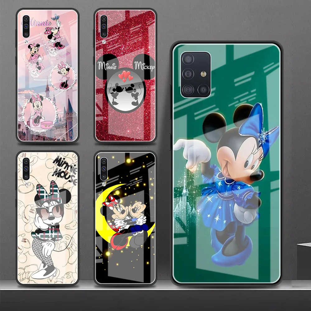

Tempered Glass Case For Samsung Galaxy A52 A51 A71 A21s A12 A73 A53 A33 A23 A72 A41 A42 A11 A32 Phone Cover Lovely Mickey Mouse