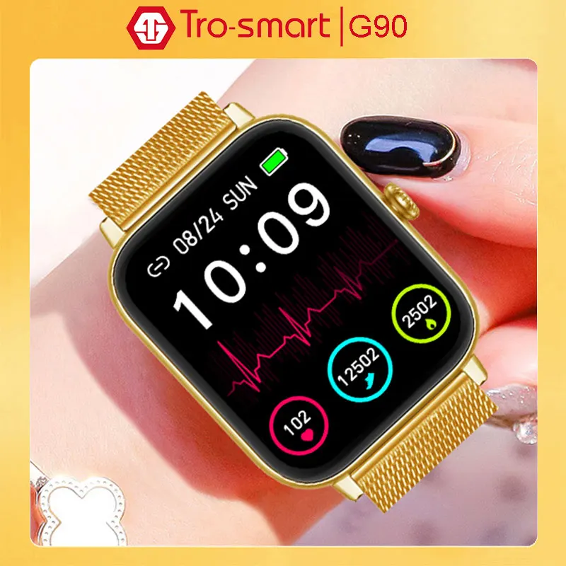 

Смарт-часы BT Call для мужчин и женщин, золотые Смарт-часы, электронные смарт-часы для Android, IOS, фитнес-трекер, Смарт-часы Trosmart G90