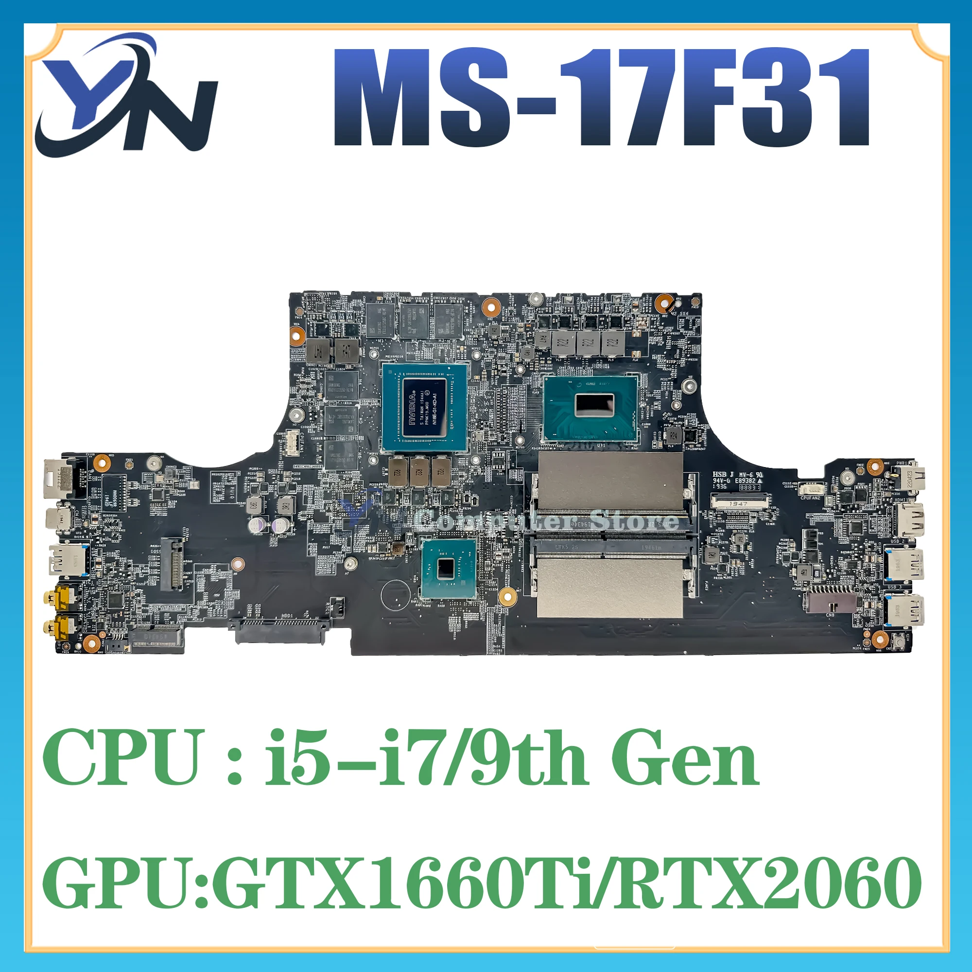 

MS-17F31 Motherboard For MSI GF75 THIN 9SD 9SE MS-17F3 Laptop Mainboard W/i7-9750H i5-9300H GTX1660Ti/RTX2060 100% Test OK