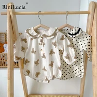 rinilucia newborn baby romper spring baby peter pan collar long sleeve cotton infant clothes cartoon jumpsuit toddler outfits