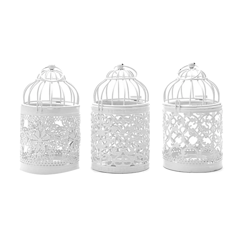 

3 Pack Hanging Antique Moroccan Style Hollow Holder Bird Cage Tealight Candlestick Lantern ,Wedding Romantic Decor