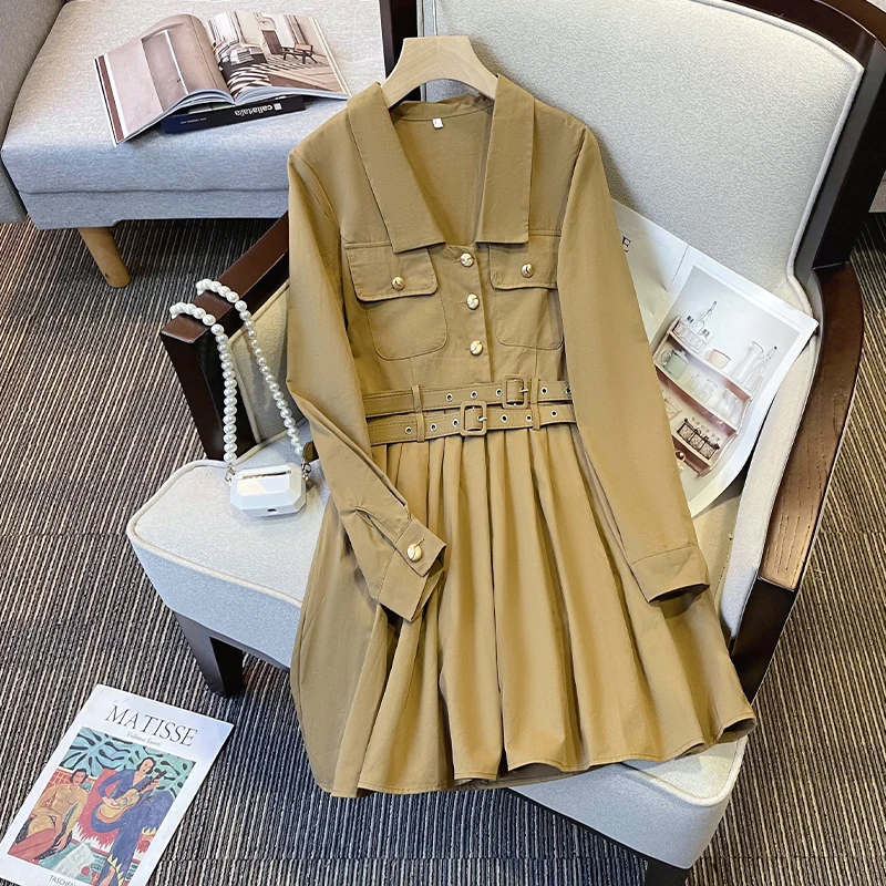 

Женское винтажное платье с отложным воротником, повседневное Элегантное Черное вечерние мини с длинным рукавом, модель 4XL в стиле Харадзюку...