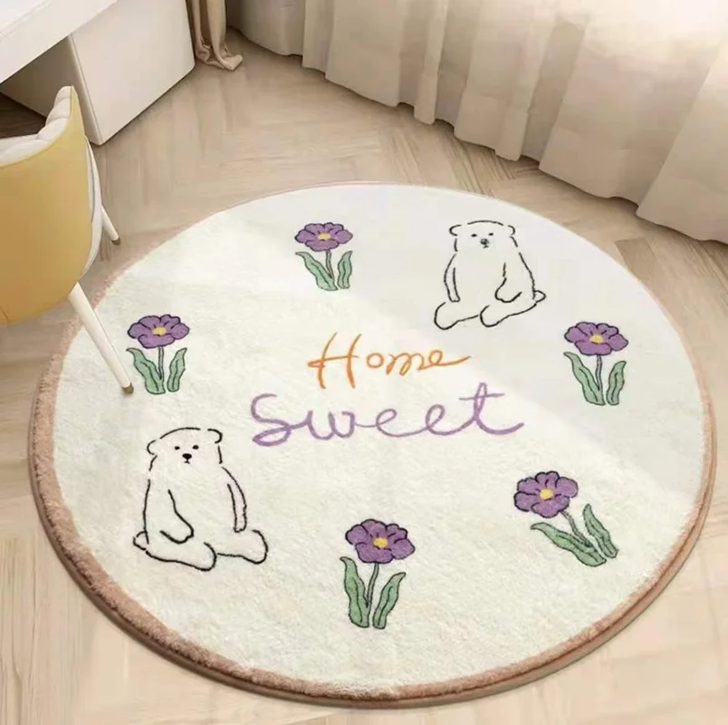 

Non Slip Water Absorbent Bath Mat Round Ultra Soft Floor Rug for Bedroom Living Room Coffee Table Cute Fluffy Area Yoga Carpet