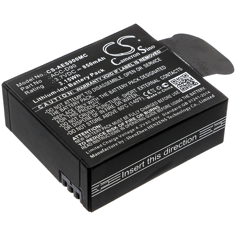 

Camera 850mAh Battery For AEE ACC-D90 D90 S90 S91B LyfeSilver LyfeTitan LyfeS72