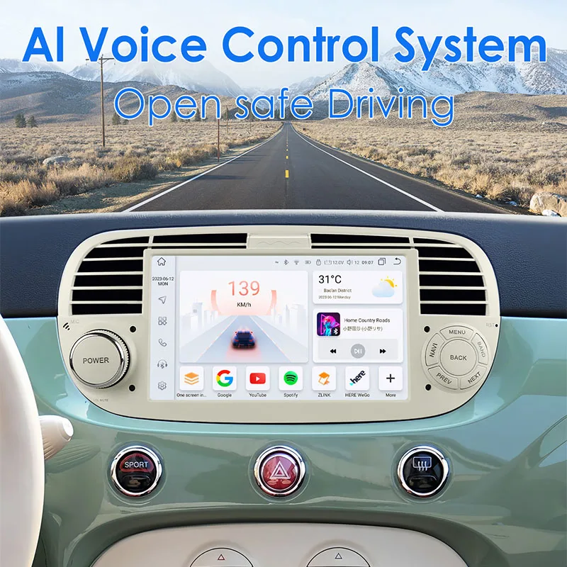 Фото Автомагнитола с поддержкой CarPlay, Octa Core 7862, Android Auto для FIAT 500 Abarth 2007-2015, мультимедиа, GPS-навигация, автомагнитола. №2