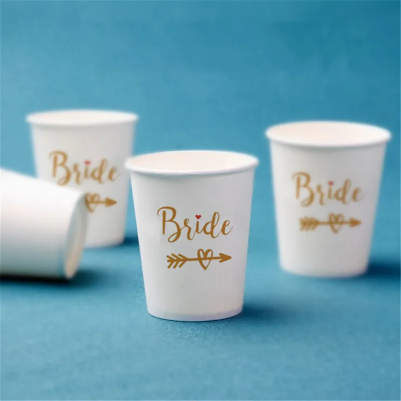

10Pcs Wedding Party Decoration White Paper Cup Bride Team Groom Team Bachelor Party Carnival Decoration Hen Party