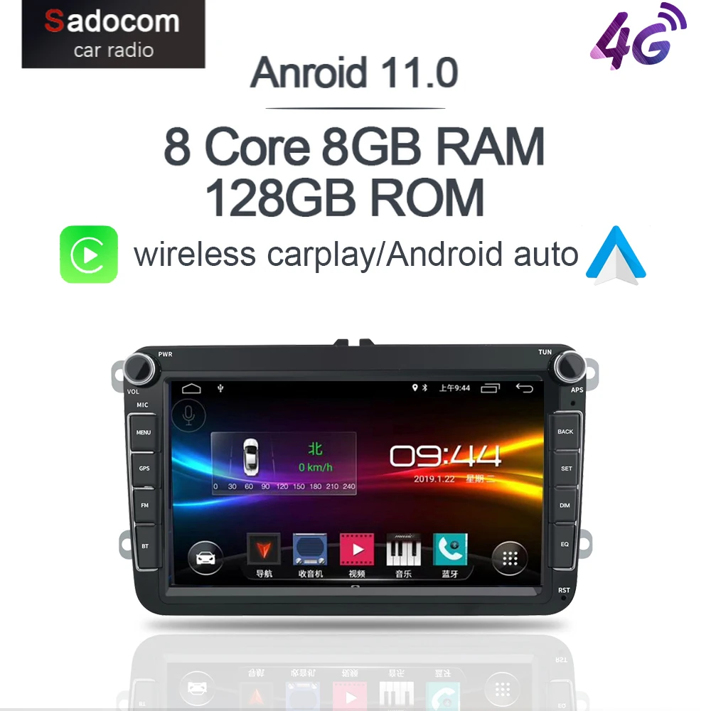 Carplay 8 &quotAndroid 11 0 128G 8G RAM автомобильный аудио DVD Авторадио для VW Volkswagen SKODA GOLF 5 Golf 6 POLO