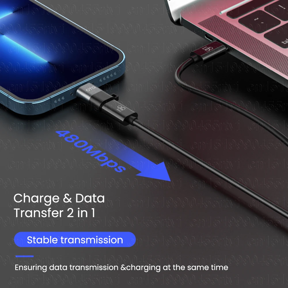Адаптер OTG с USB Type C на 8-Pin для iPhone 13 12 11 Pro Max XR 2A кабель быстрой зарядки и передачи