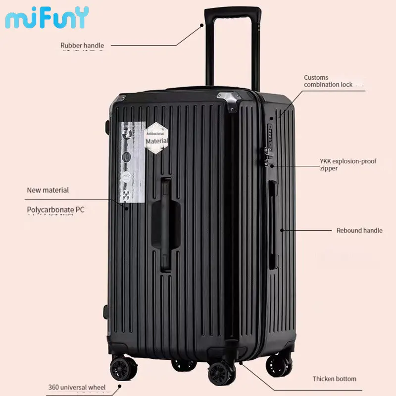 Mifuny Women Travel Luggage PC Aluminum Frame Rolling Trolley Case Female Large Capacity Fashion Suitcase Men's Password Box Bag