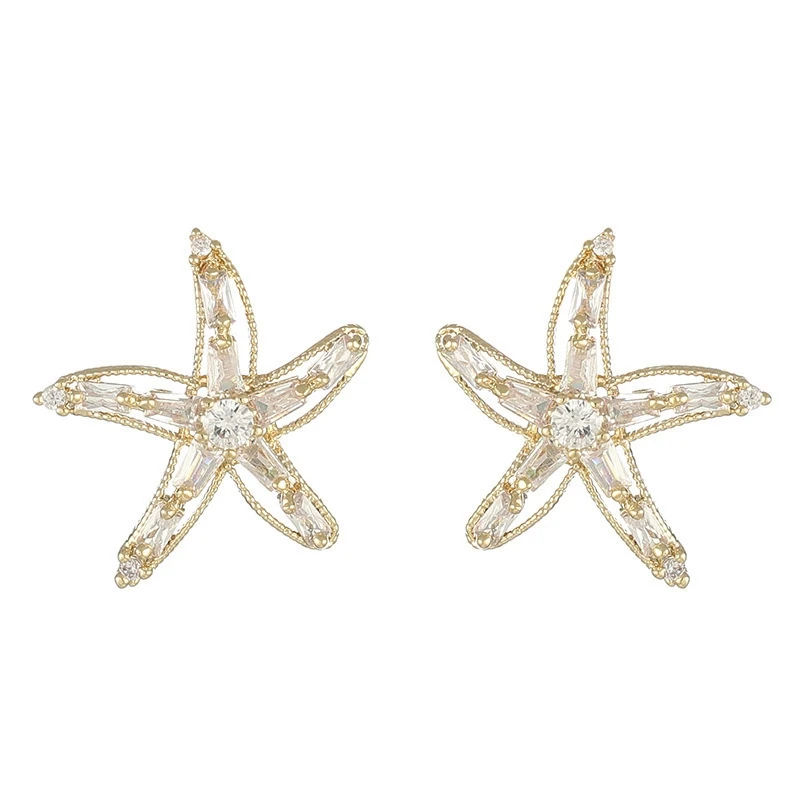 

Серьги с пятиконечными звездами Нептун, серебряные серьги-булавки, женские серьги с морскими звездами, женские серьги с полыми кристаллами