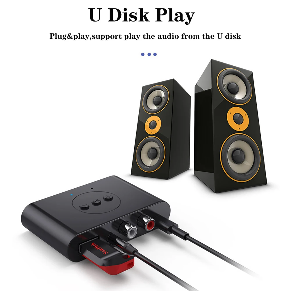 Аудиоресивер B21 совместимый с Bluetooth 5 0 U-диск RCA 3 мм разъем AUX микрофоном подходит