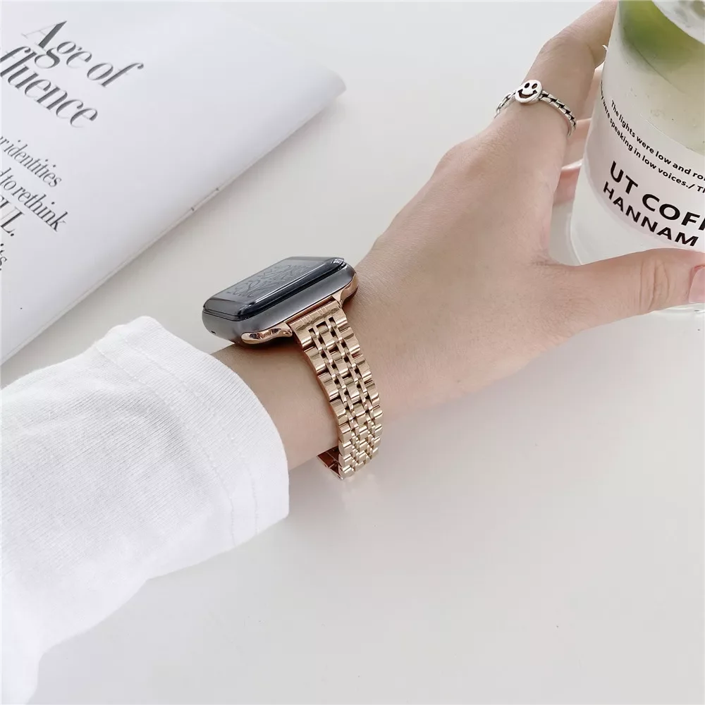 Womens Strap for Apple Watch 7 6 se Band 40mm 44mm 41mm 45mm Stainless Steel Slim Bracelet for iWatch Series 5 3 38mm 42mm bands