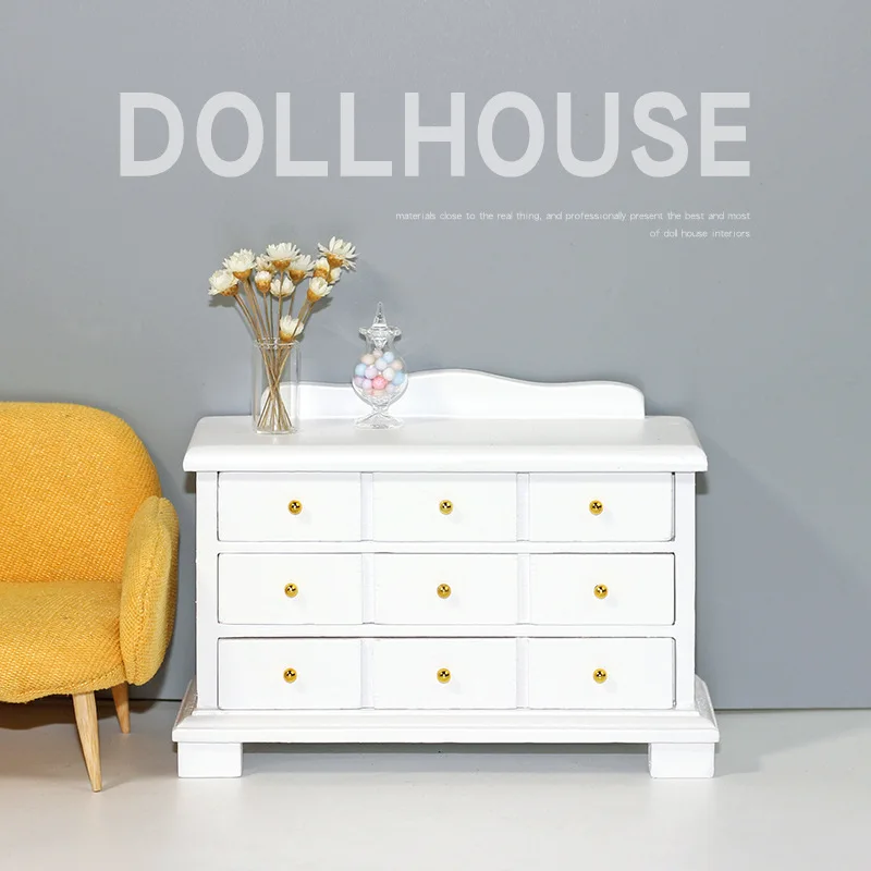Ob11 Dollhouse Furniture Miniature Toys Mini Wooden Eat Edge Ark Three Layers 1:12 Dolls House Accessories Living Room Bedroom