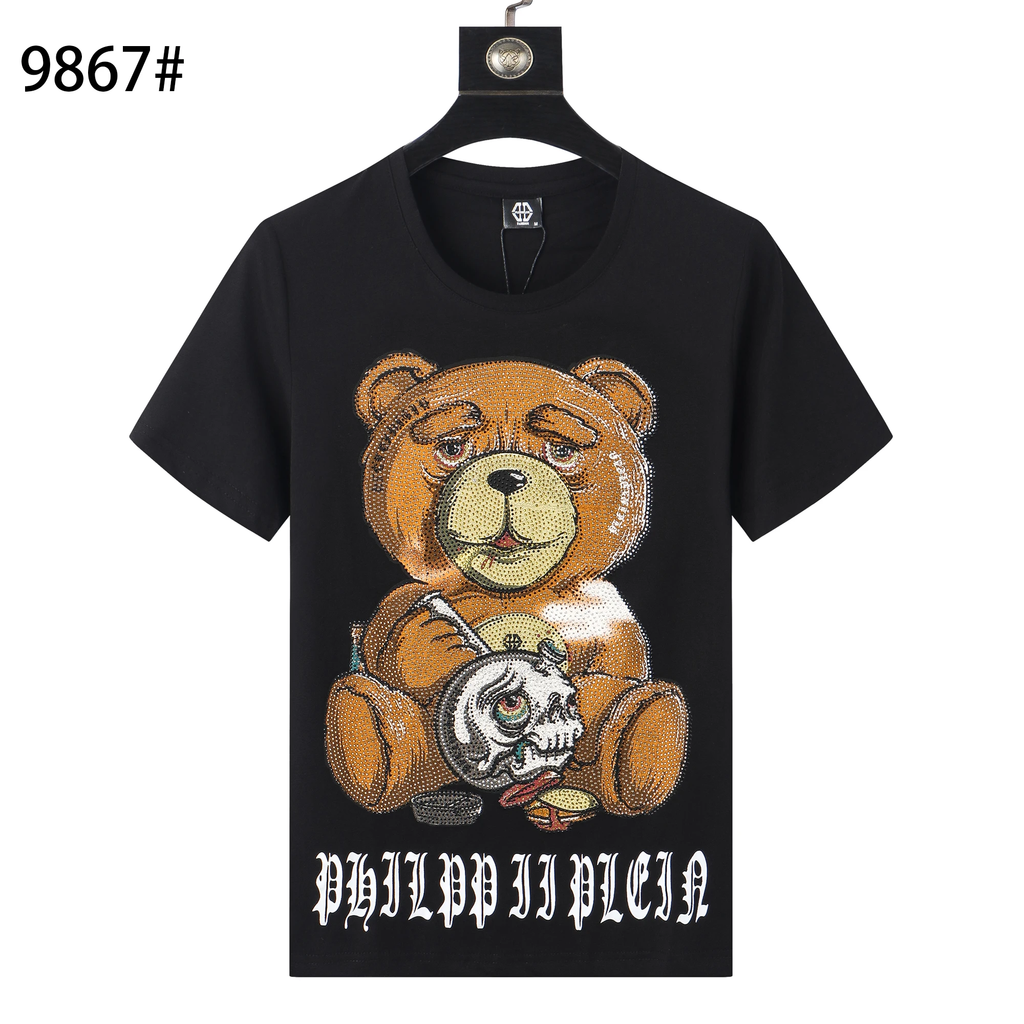 

Rhinestone cotton tshirt men summer fashion t-shirt asian size tshirt drop shipping