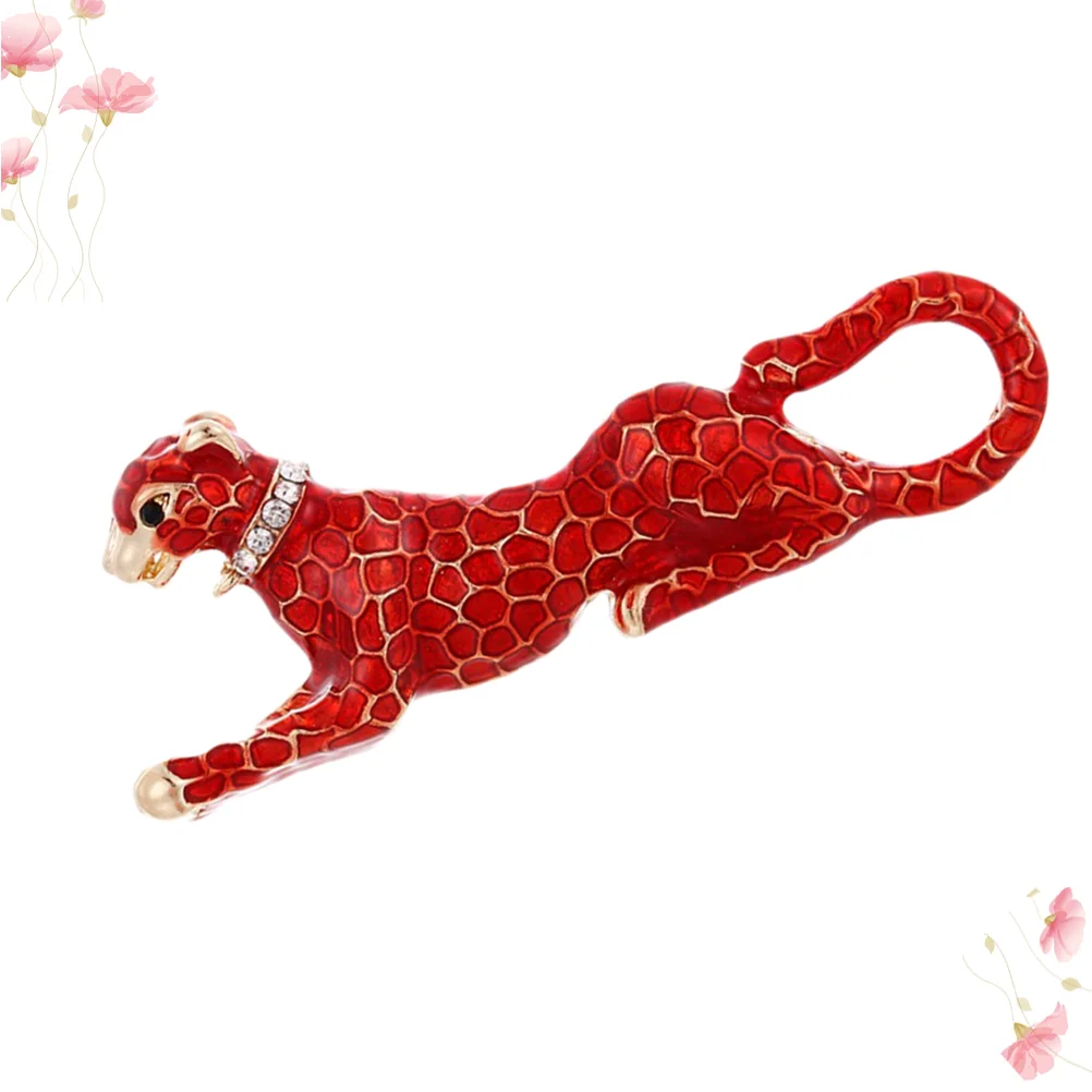 

Alloy Animals Brooch Oil Drip Rhinestone Leopard Breastpin Fashion Accessory Gift for Women Girls
