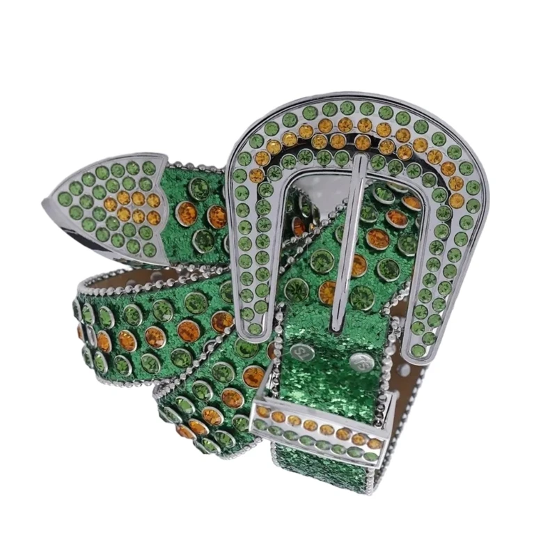 

Green Color Waist Belt Shimmering Sequins Belt Teens Unisex Belt