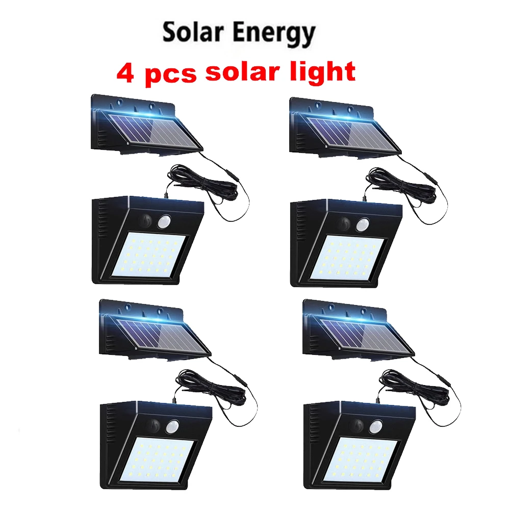 

4 pcs LEDs Solar Light PIR Motion Sensor Wall Lamp Energy-saving Lights Waterproof Outdoor Garden Floodlights Spotlights indoor