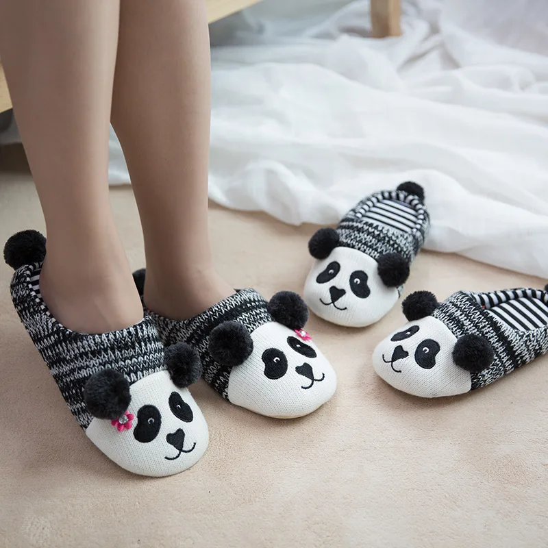 

Anime Indoor Slippers Special Offer Custom Warm Winter Lovers Home Slippers Thick Soft Bottom Wood Floor Lovers Shoes panda