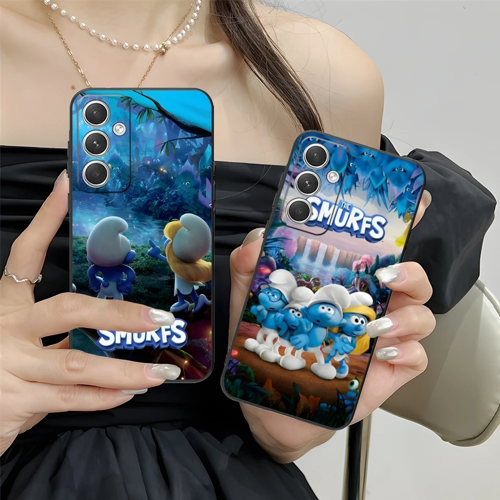 Smurfs Smurfette Smart Mobile Cell Phone Case for Samsung M55 35 15 54 34 14 33 23 13 42 32 22 F55 12 5G Black Cover Shell