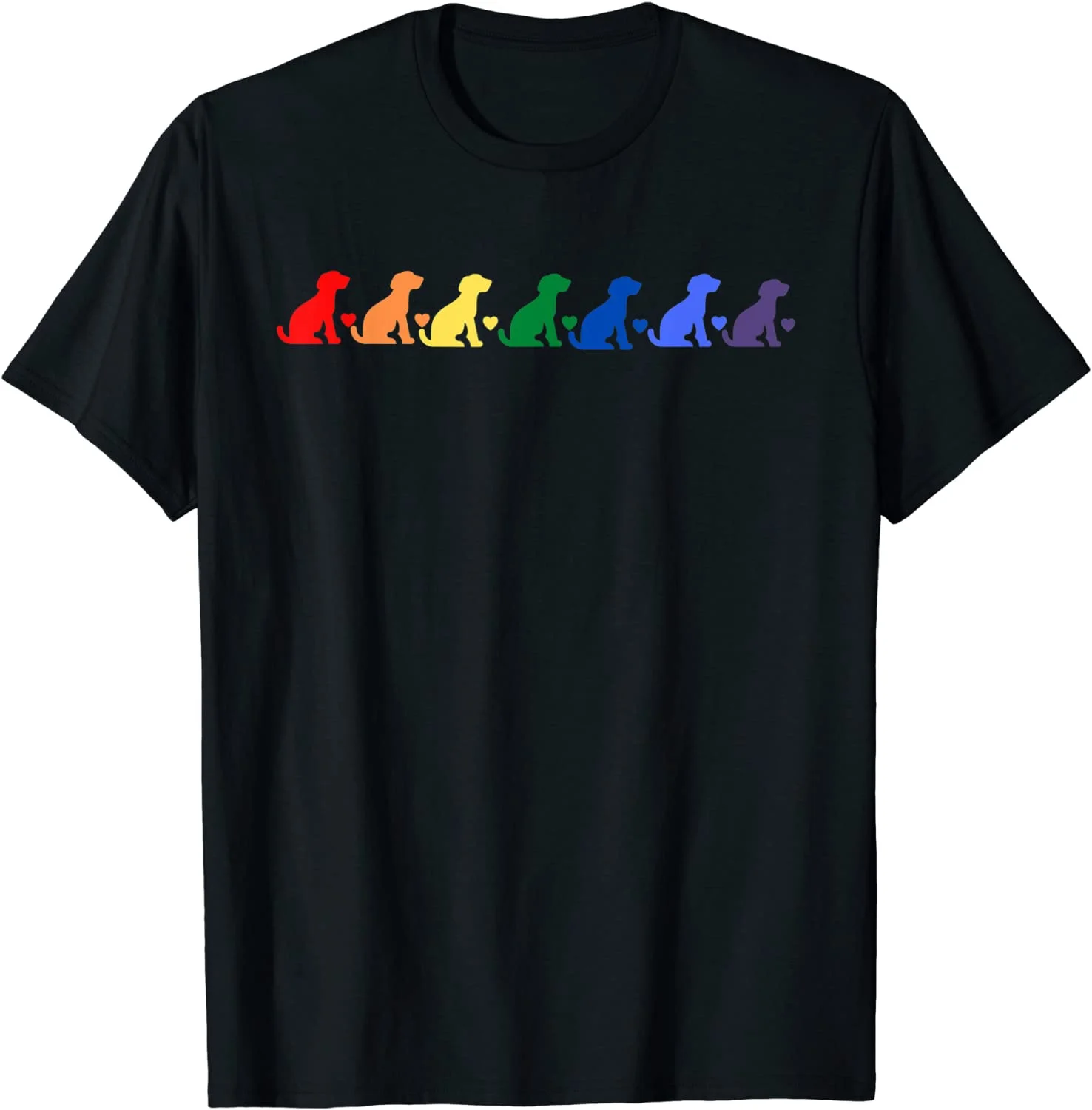 

Cute Retro Dog Rainbow Pride Dog Lover's Tee T-Shirt