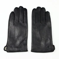 guantes leather gloves male deerskin fashion stripes style wool lining spring and autumn warm price concessions free shipping