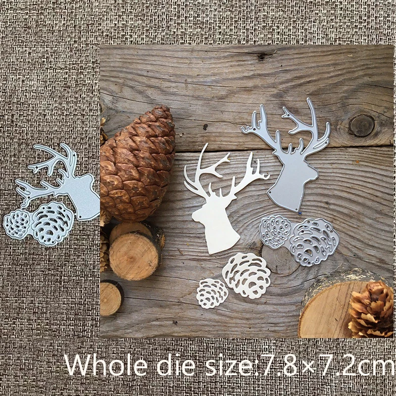 

XLDesign Craft Metal stencil mold Cutting Die Deer Head Pine Cone scrapbook die cuts Album Paper Card Craft Embossing